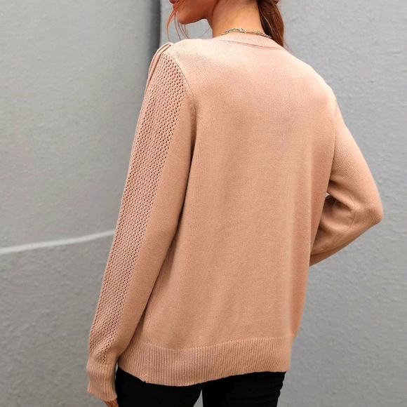 Women's Casual Crew Neck Fringe Tassel Sweater - Picture 4 of 6